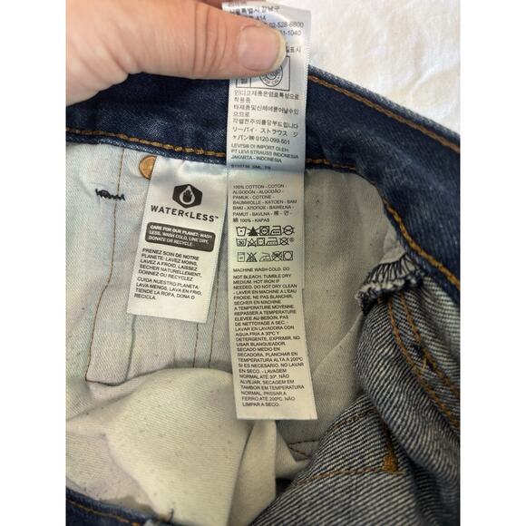 Levi's 501 Straight Button Fly Jeans Mens 42x30 Dark Wash Denim Western Work - Picture 10 of 11